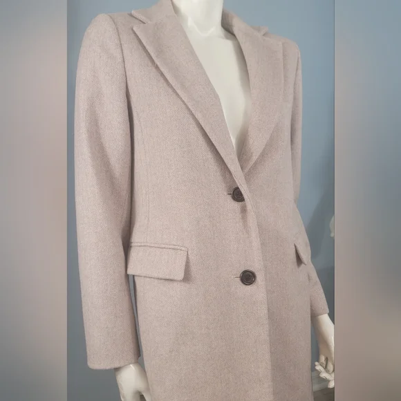 Lauren Ralph Lauren black label Herringbone wool blend dusty pink  coat size 4 - Picture 15 of 15